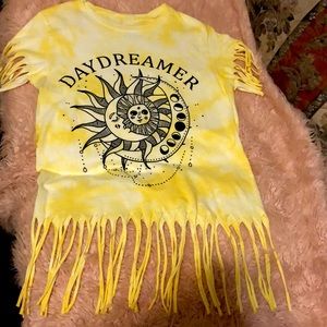 Yellow astrology tie dye shirt